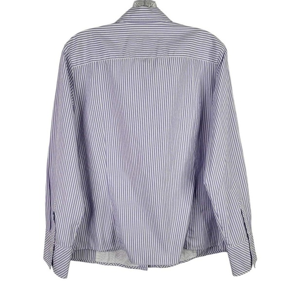 Talbots Womens Size 14 Button Up Shirt Purple White Chevron Cotton - Picture 3 of 8